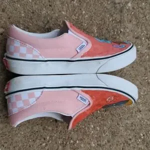 Vans Shoes Vans Pink Checkerboard Slip Ons Custom Painted
